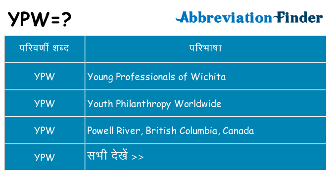 ypw का क्या अर्थ है