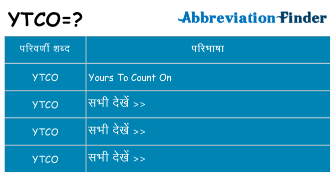 ytco का क्या अर्थ है