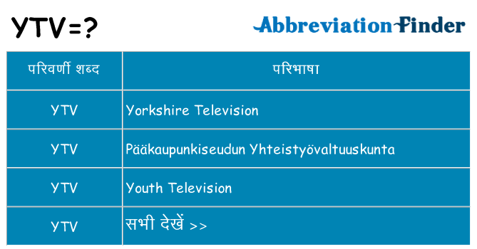 ytv का क्या अर्थ है