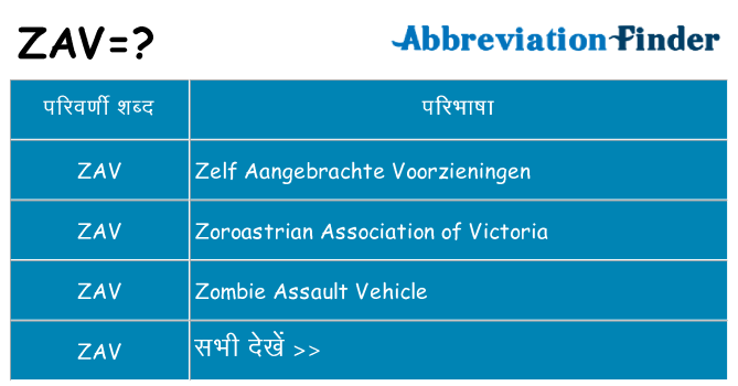 zav का क्या अर्थ है