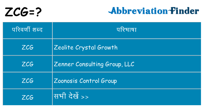 zcg का क्या अर्थ है