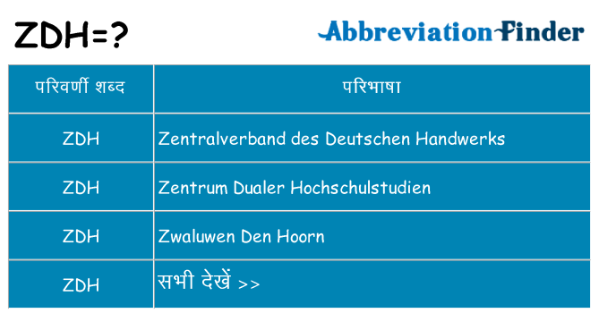 zdh का क्या अर्थ है