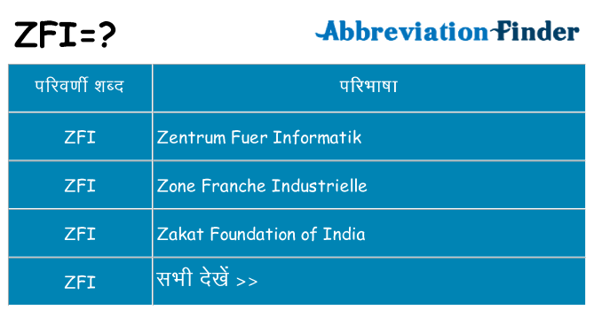 zfi का क्या अर्थ है