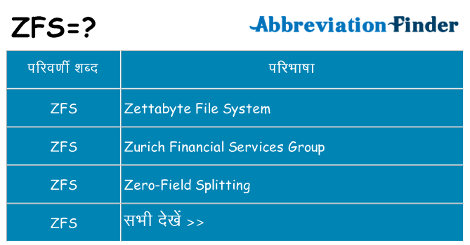 zfs का क्या अर्थ है
