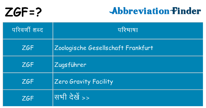 zgf का क्या अर्थ है