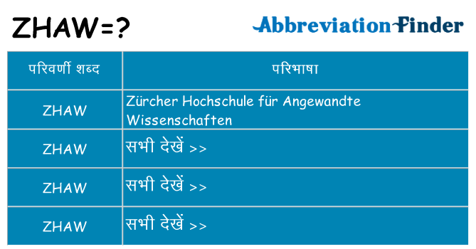 zhaw का क्या अर्थ है