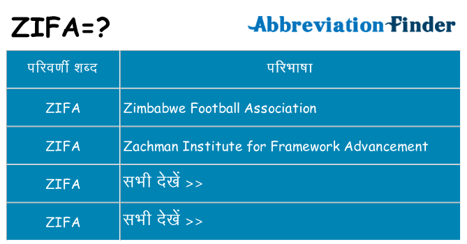 zifa का क्या अर्थ है