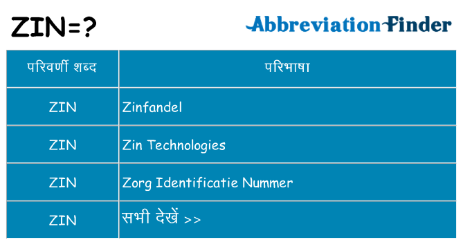 zin का क्या अर्थ है