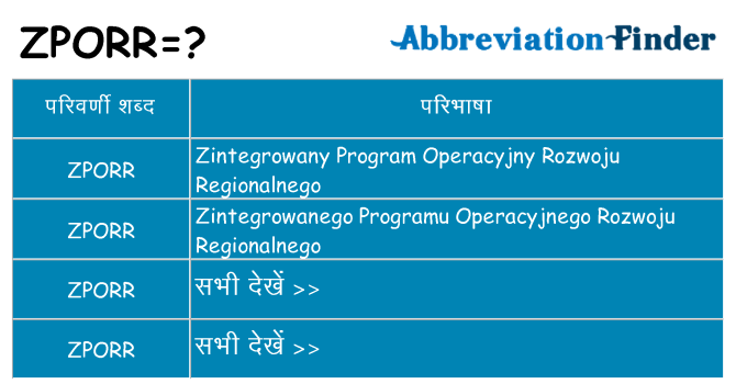 zporr का क्या अर्थ है