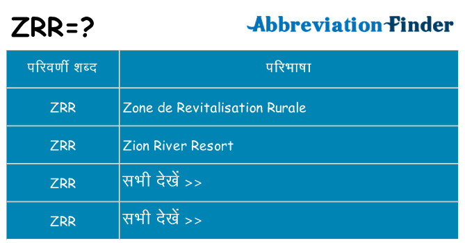 zrr का क्या अर्थ है