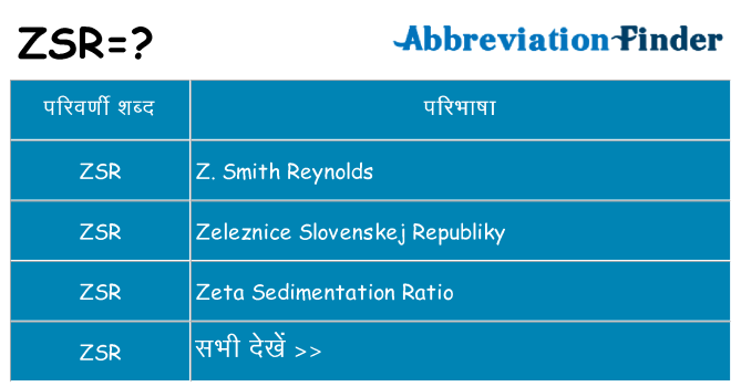 zsr का क्या अर्थ है