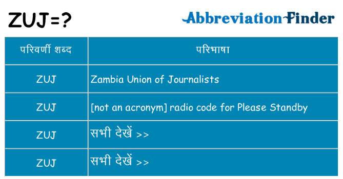 zuj का क्या अर्थ है