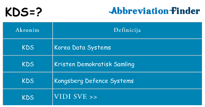 Što znači kds?