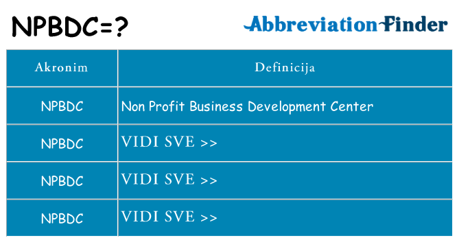 Što znači npbdc?