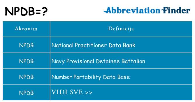 Što znači npdb?