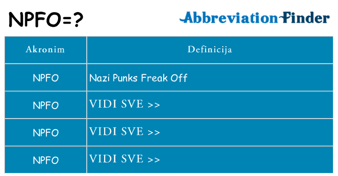 Što znači npfo?
