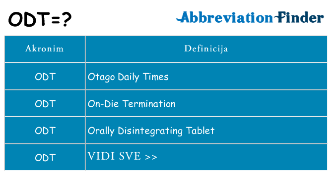 Što znači odt?