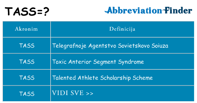 Što znači tass?