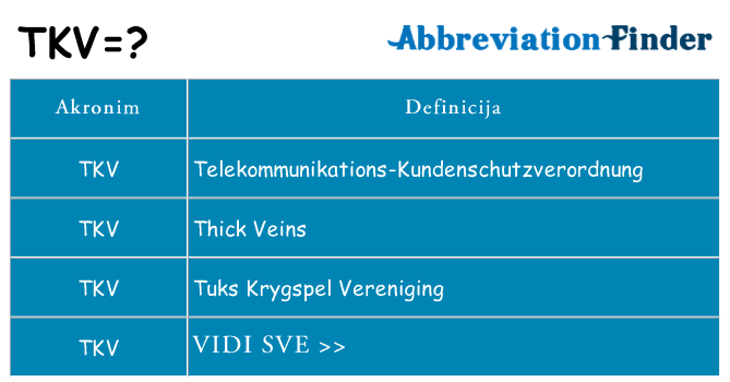 Što znači tkv?