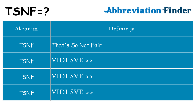 Što znači tsnf?