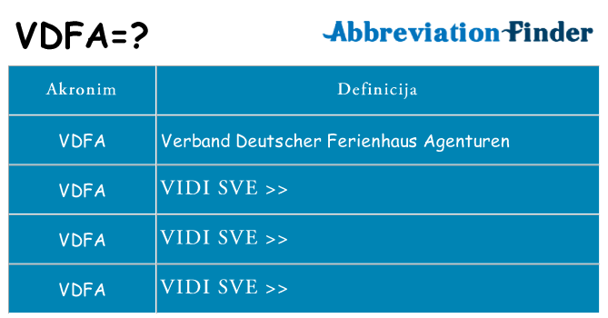 Što znači vdfa?