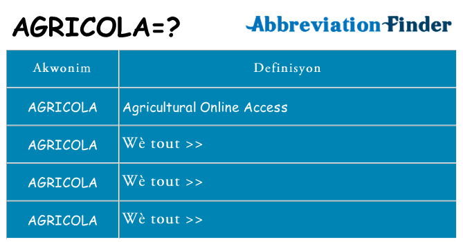 Sa agricola, sa kanpe pou