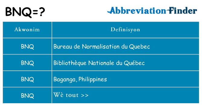 Sa bnq, sa kanpe pou