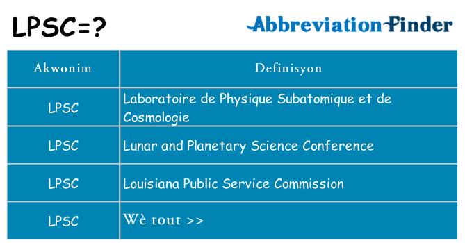 Sa lpsc, sa kanpe pou