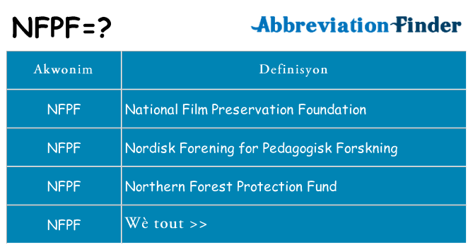 Sa nfpf, sa kanpe pou