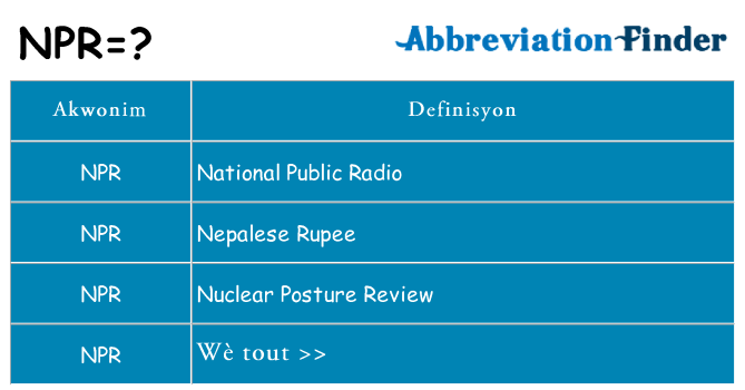 Sa npr, sa kanpe pou