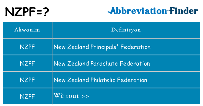 Sa nzpf, sa kanpe pou