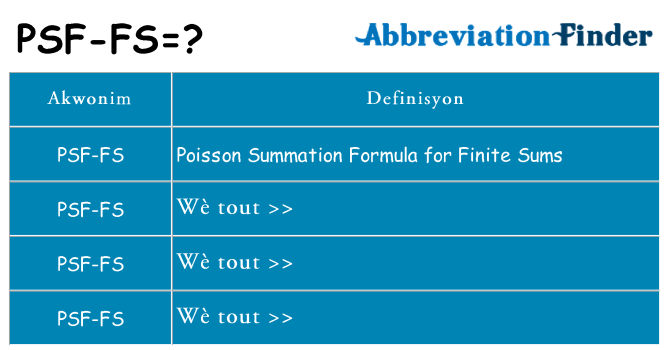 Sa psf-fs, sa kanpe pou