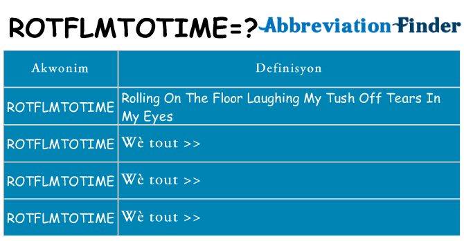 Sa rotflmtotime, sa kanpe pou