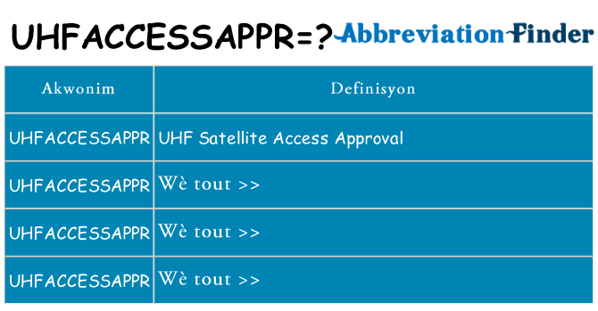 Sa uhfaccessappr, sa kanpe pou