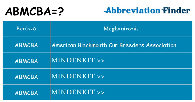 Mi a(z) abmcba állni