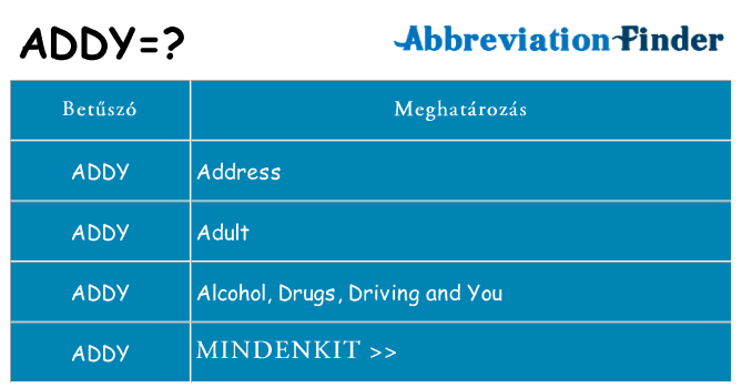 Mi a(z) addy állni