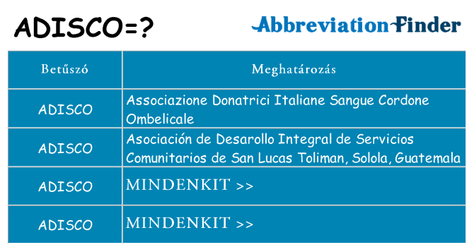 Mi a(z) adisco állni