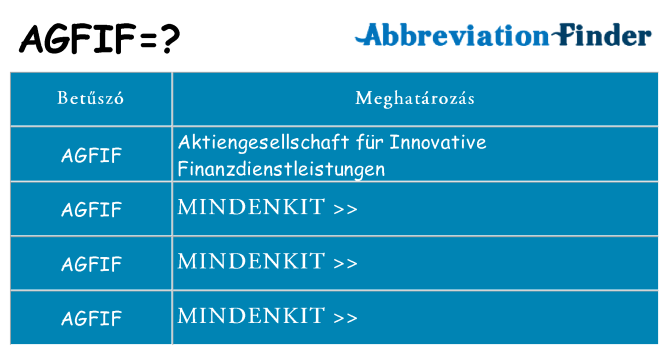Mi a(z) agfif állni
