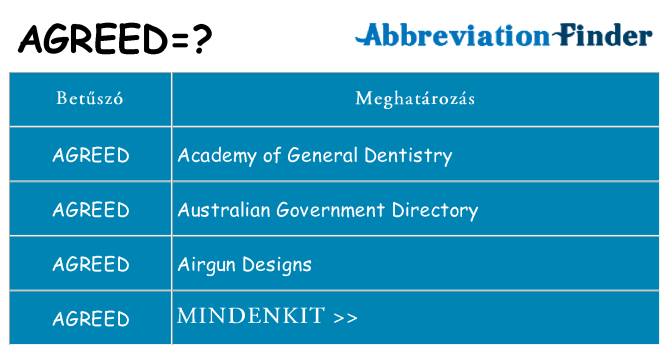 Mi a(z) agreed állni