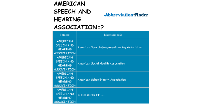 Mi a(z) american-speech-and-hearing-association állni
