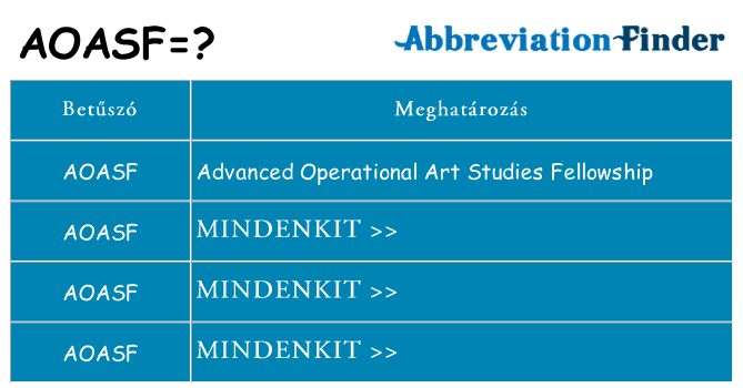 Mi a(z) aoasf állni