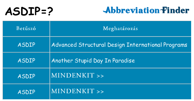 Mi a(z) asdip állni