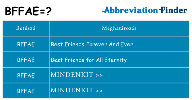 Mi a(z) bffae állni