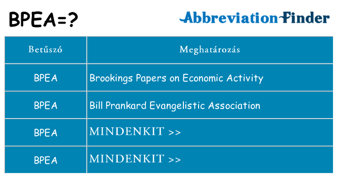 Mi a(z) bpea állni