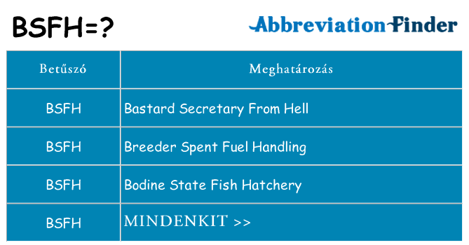 Mi a(z) bsfh állni
