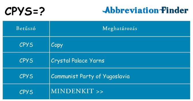 Mi a(z) cpys állni