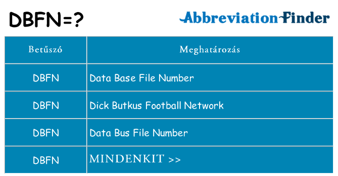 Mi a(z) dbfn állni