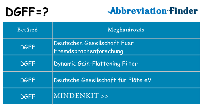Mi a(z) dgff állni