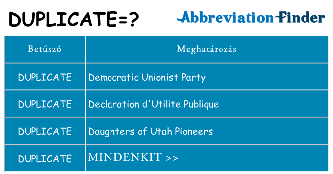 Mi a(z) duplicate állni