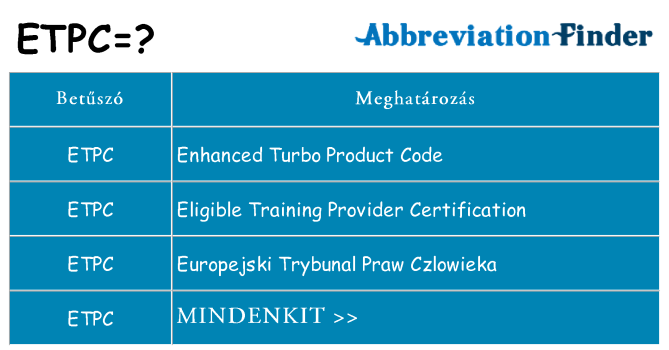 Mi a(z) etpc állni